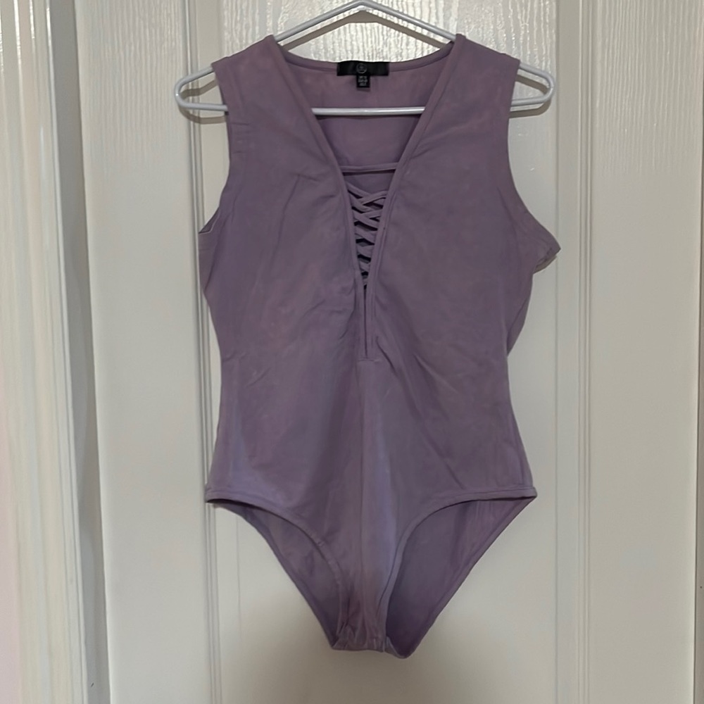 Missguided acid wash purple cutout bodysuit